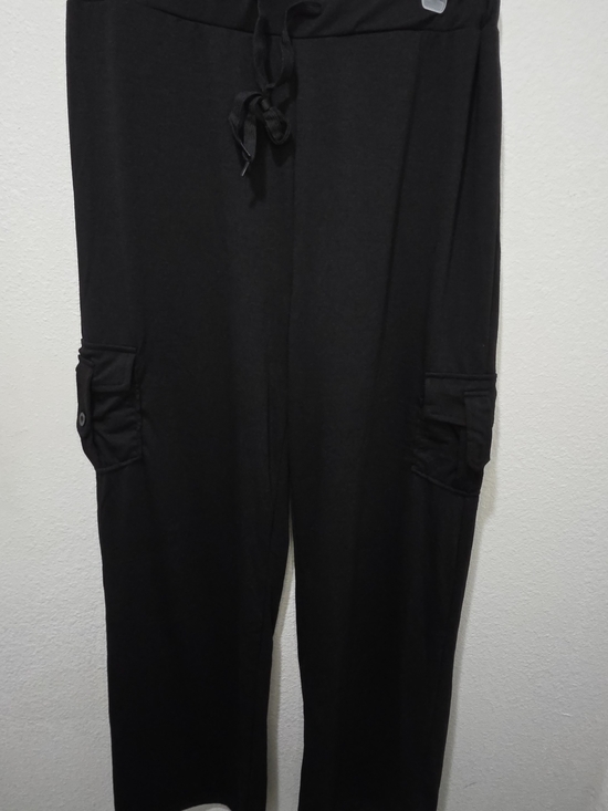 None Pants - Black Cargo Jogger Pants with Drawstring Waist